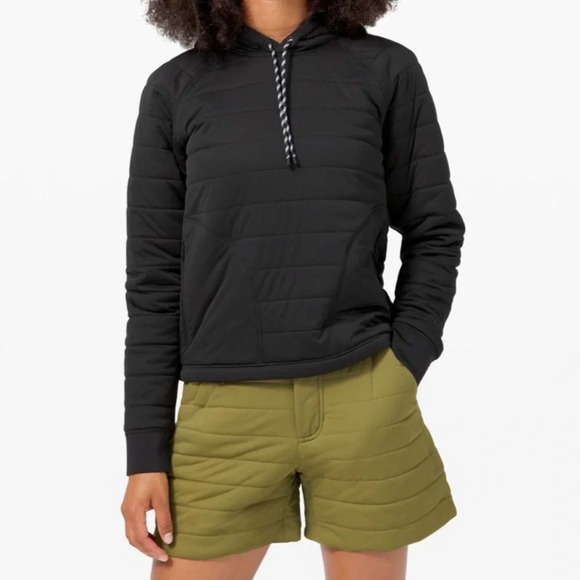 lululemon athletica Tops - Lululemon Dynamic Movement Hoodie in Black Size 8 Quilted Fall Autumn Loungewear